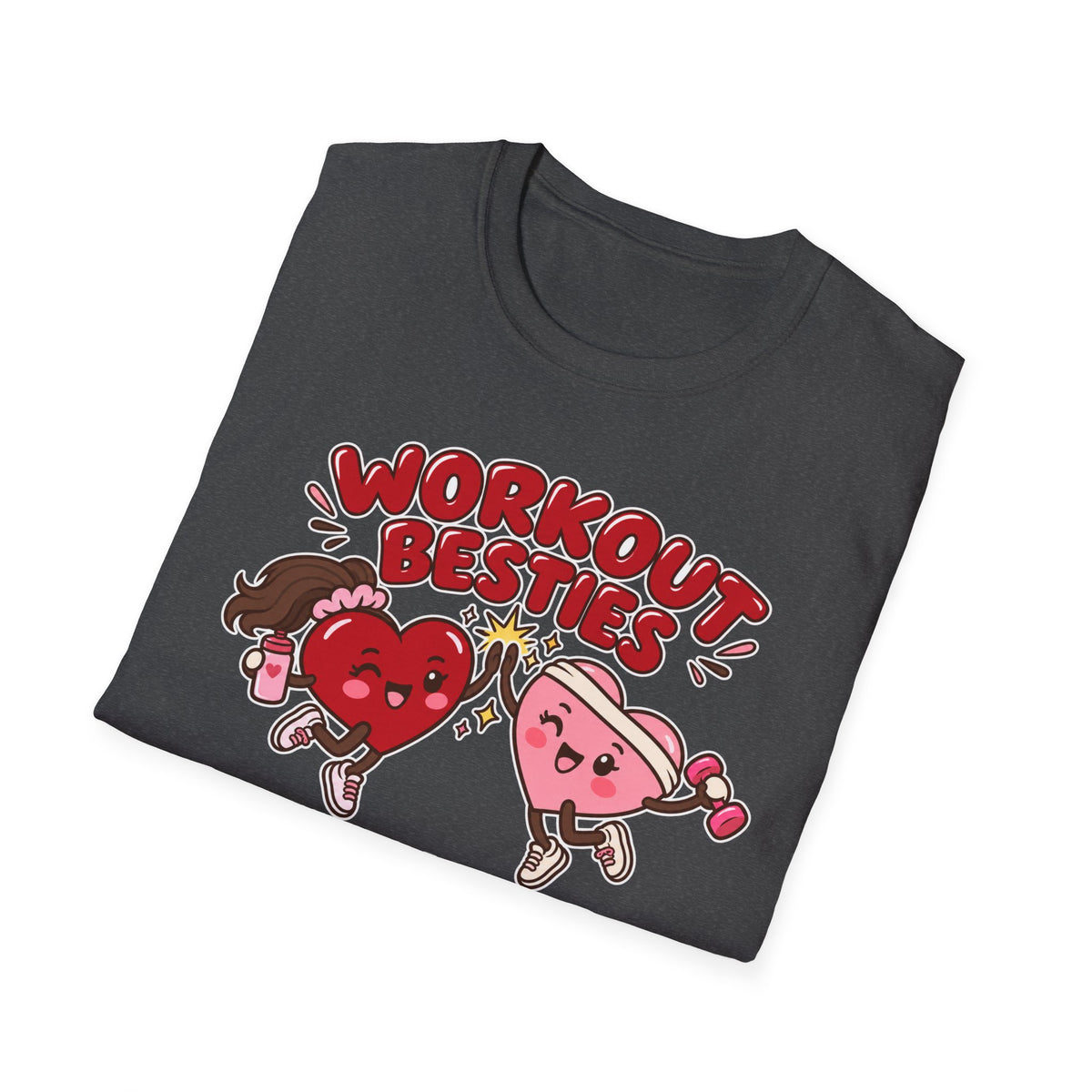 Workout Besties T-Shirt — Cuddle Crew Cute Heart Fitness Tee