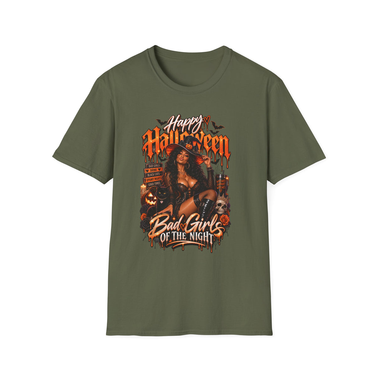 Halloween 'Bad Girls of the Night' Graphic T-Shirt — Spooky Pin-Up Horror Tee