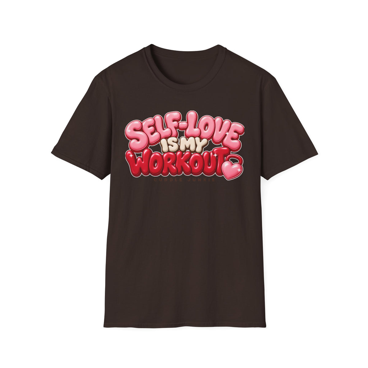 Self-Love Is My Workout T-Shirt — Cute Pink Bubble Text Tee for Women & Teens