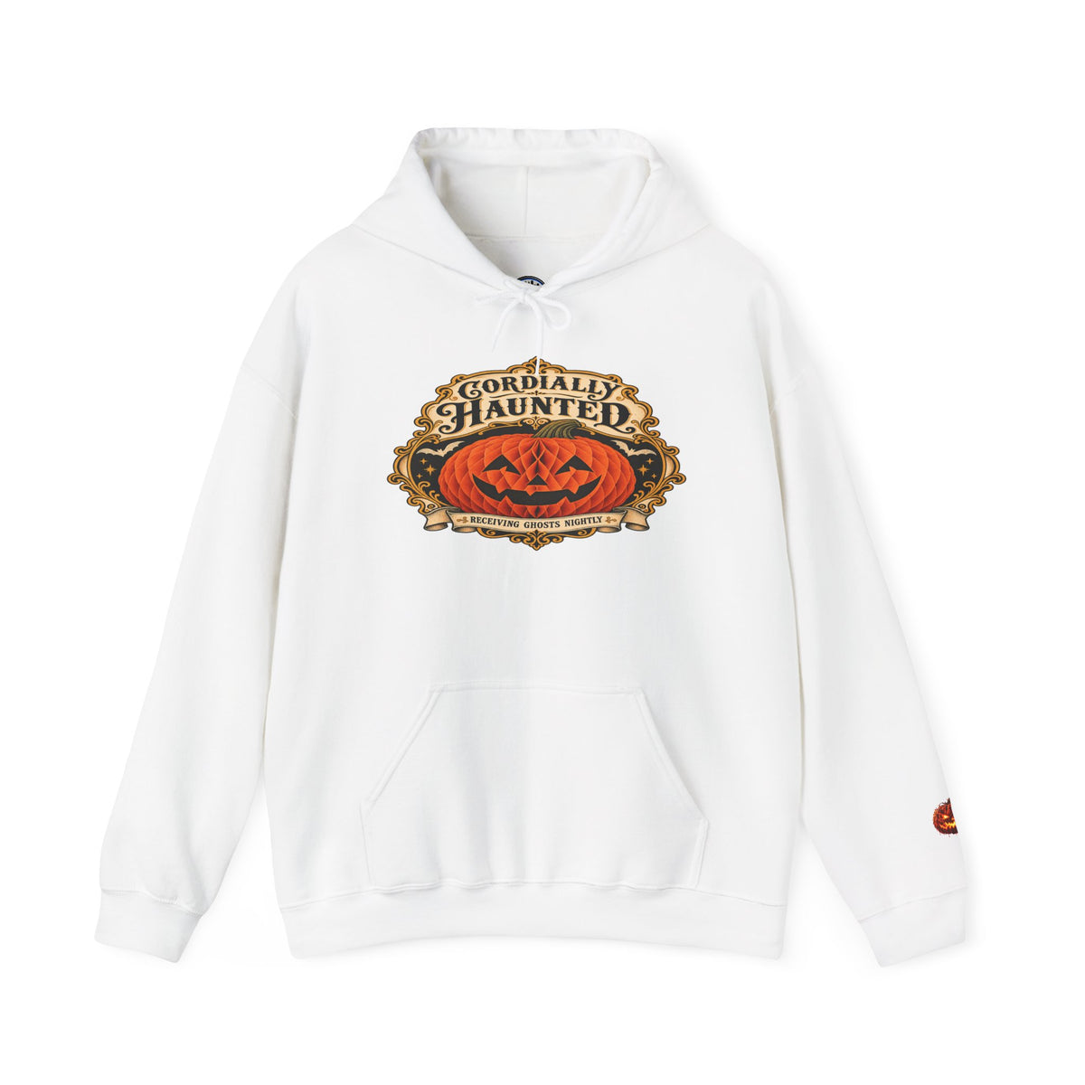 Cordially Haunted Halloween Pumpkin Hoodie