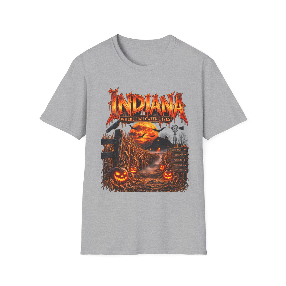Indiana Halloween T-Shirt — Where Halloween Lives Pumpkin Night Tee