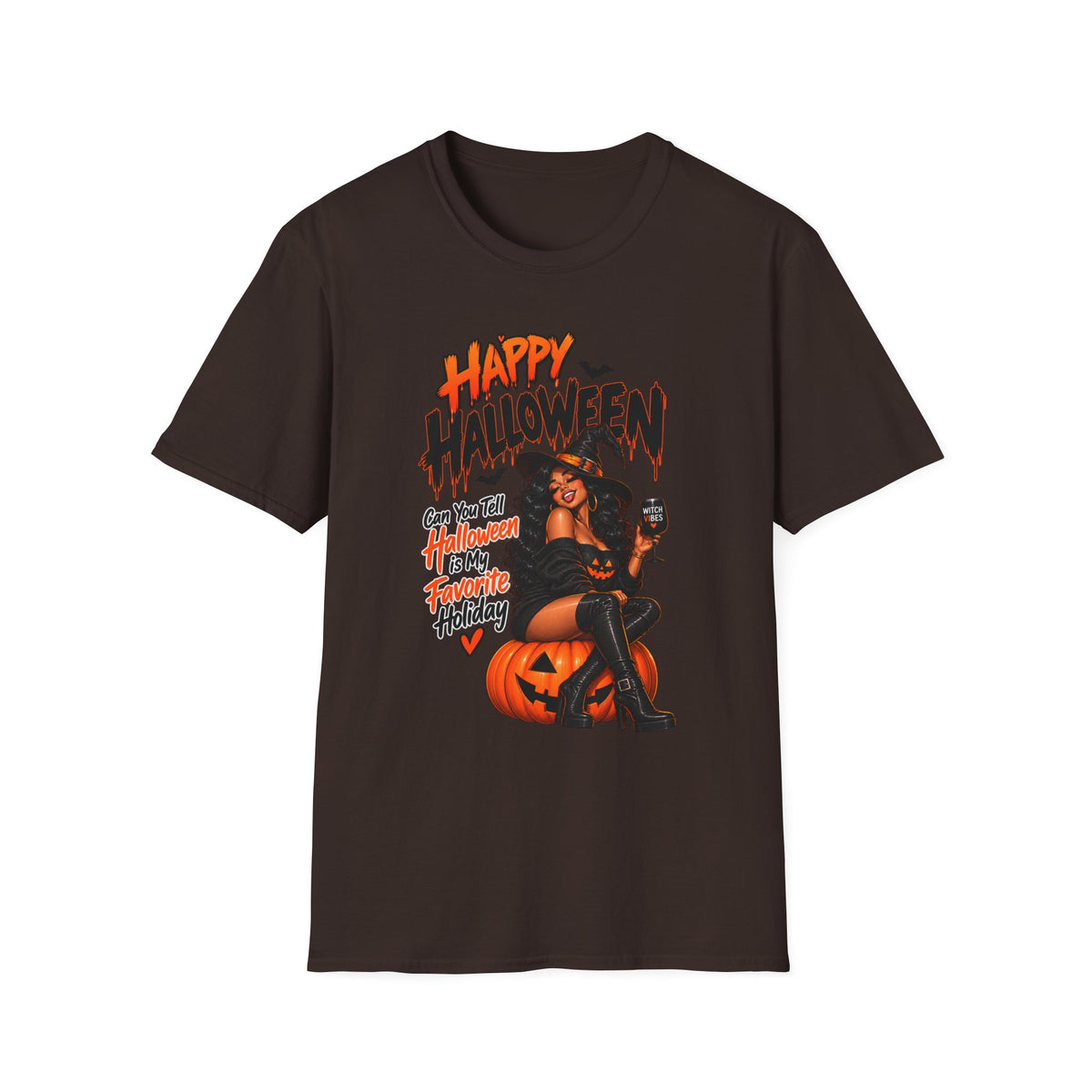 Happy Halloween Witch Pumpkin T-Shirt — Retro Pinup Halloween Graphic Tee
