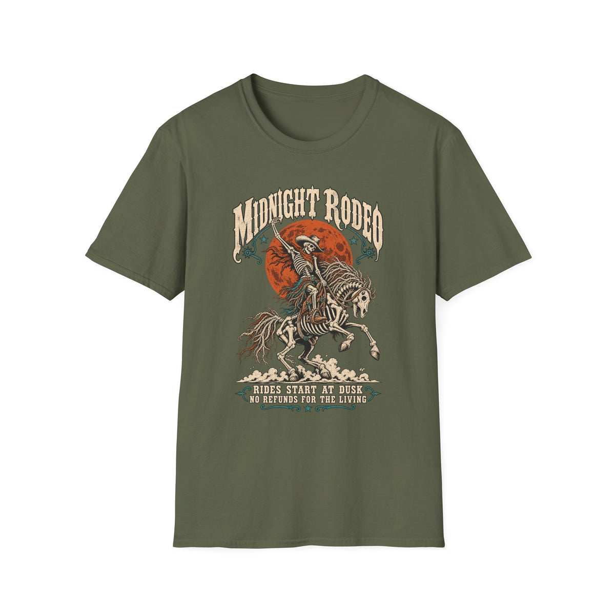 Midnight Rodeo T-Shirt — Skull Cowboy Horse Graphic Tee