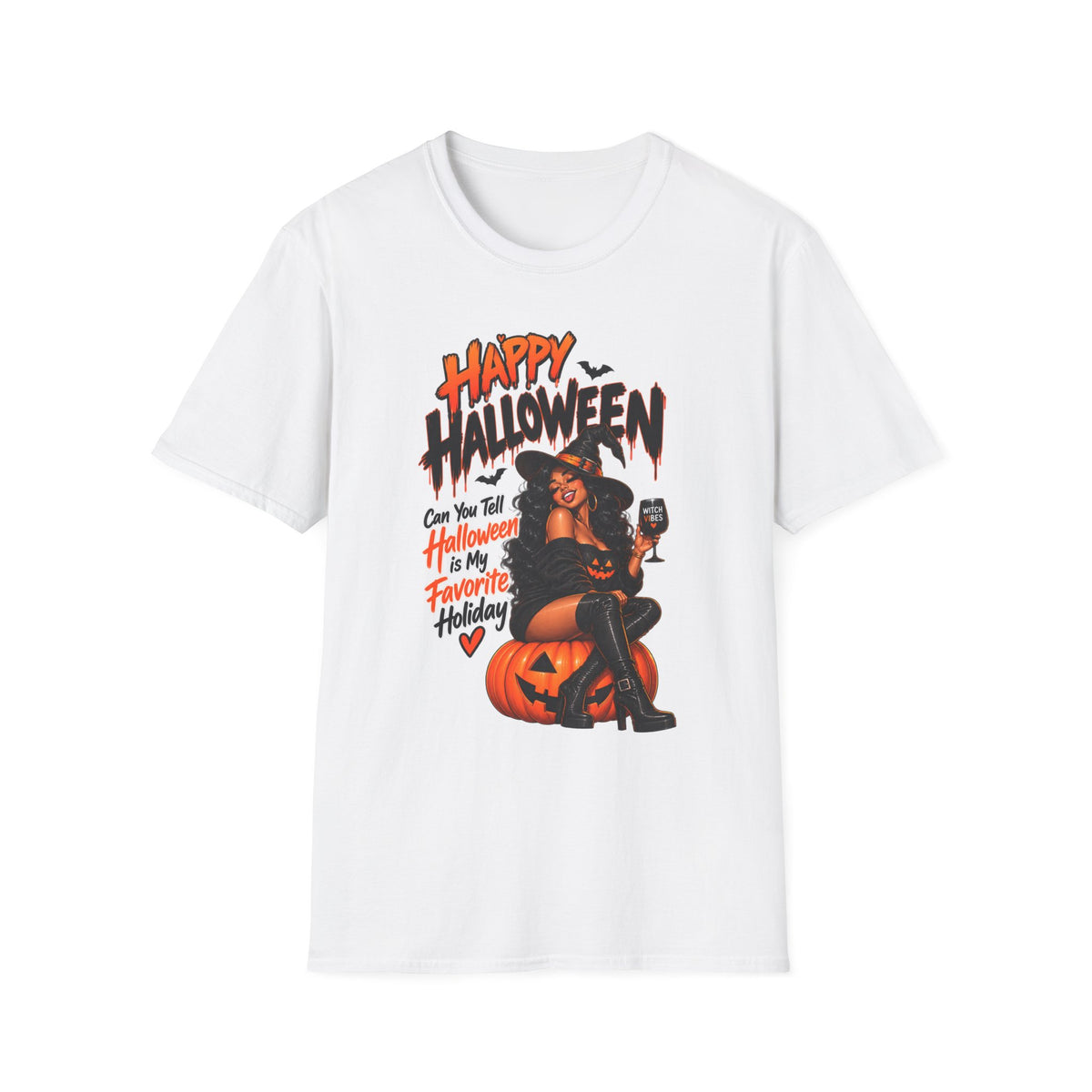 Happy Halloween Witch Pumpkin T-Shirt — Retro Pinup Halloween Graphic Tee