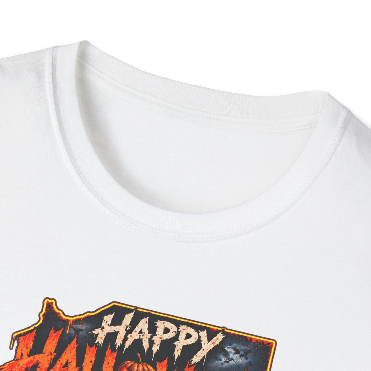 Happy Halloween Retro Tee — Moonlit Skull & Pumpkin Graveyard