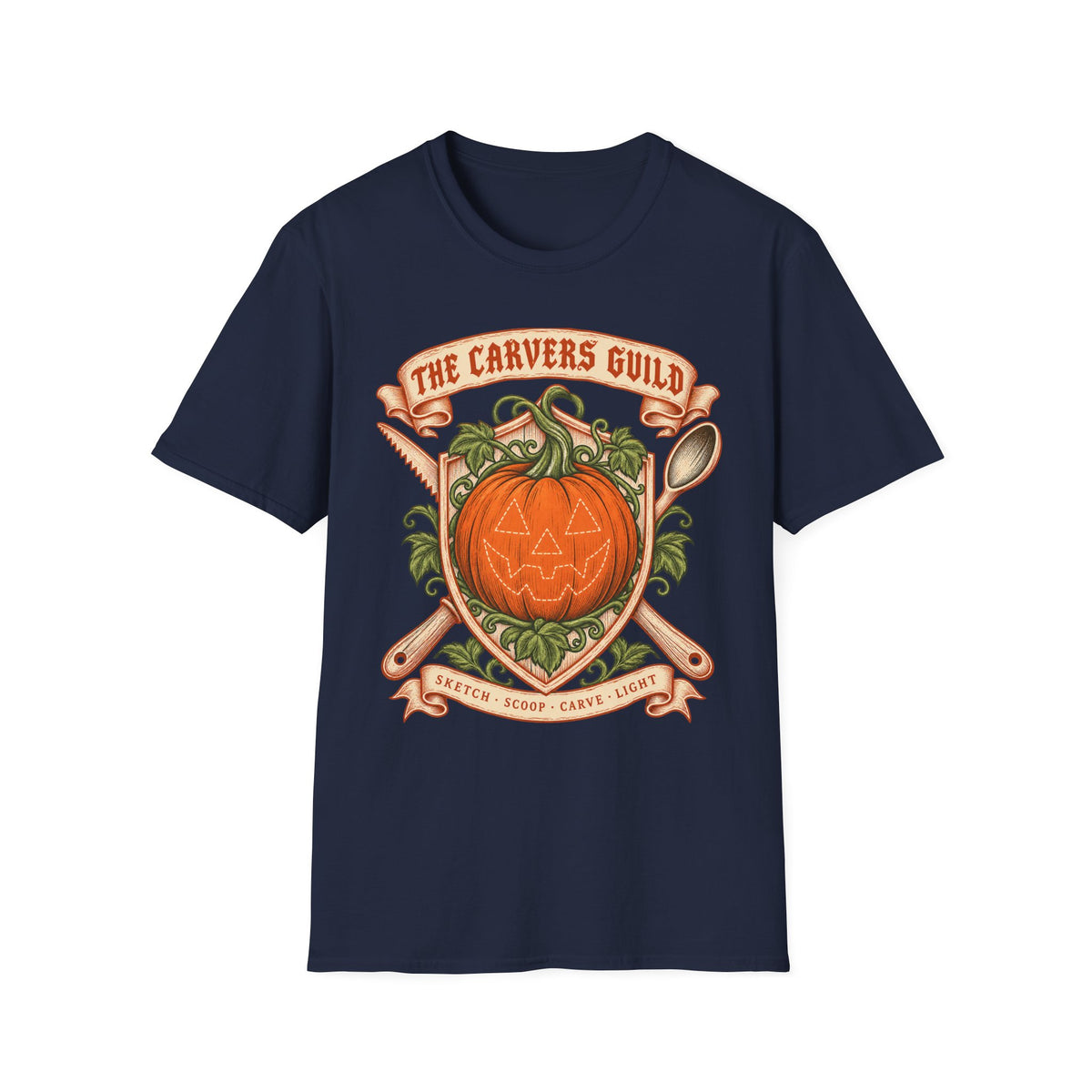 Carvers Guild Pumpkin Carving T-Shirt — Halloween Jack-O'-Lantern Design