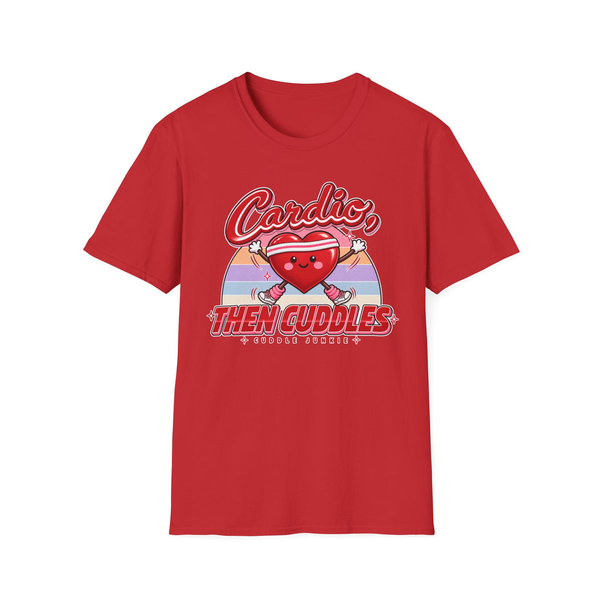 Cardio Then Cuddles T-Shirt – Cute Heart Fitness Graphic Tee