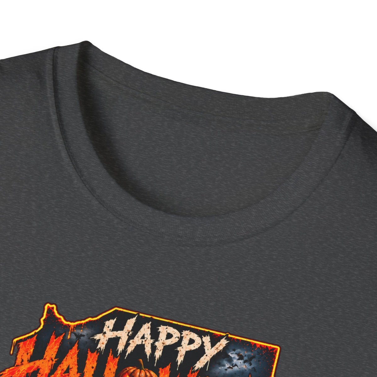 Happy Halloween Retro Tee — Moonlit Skull & Pumpkin Graveyard