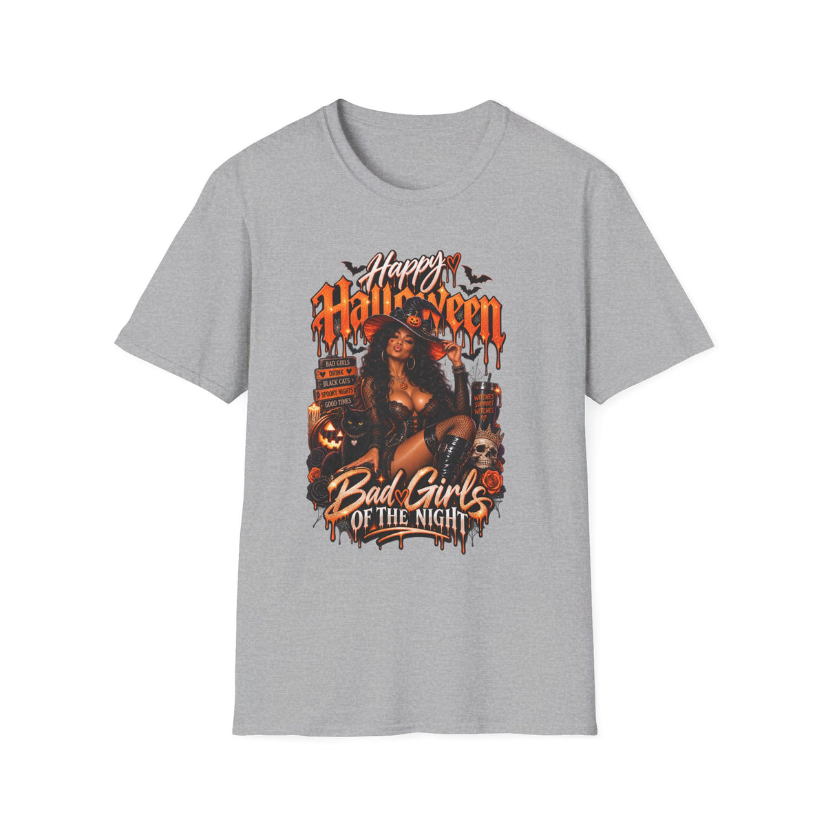 Halloween 'Bad Girls of the Night' Graphic T-Shirt — Spooky Pin-Up Horror Tee
