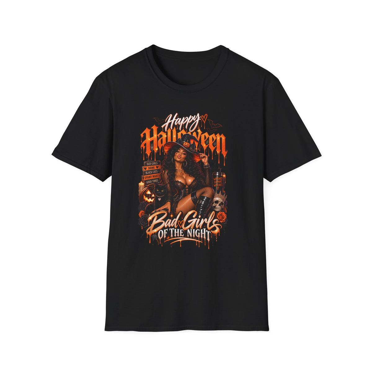 Halloween 'Bad Girls of the Night' Graphic T-Shirt — Spooky Pin-Up Horror Tee