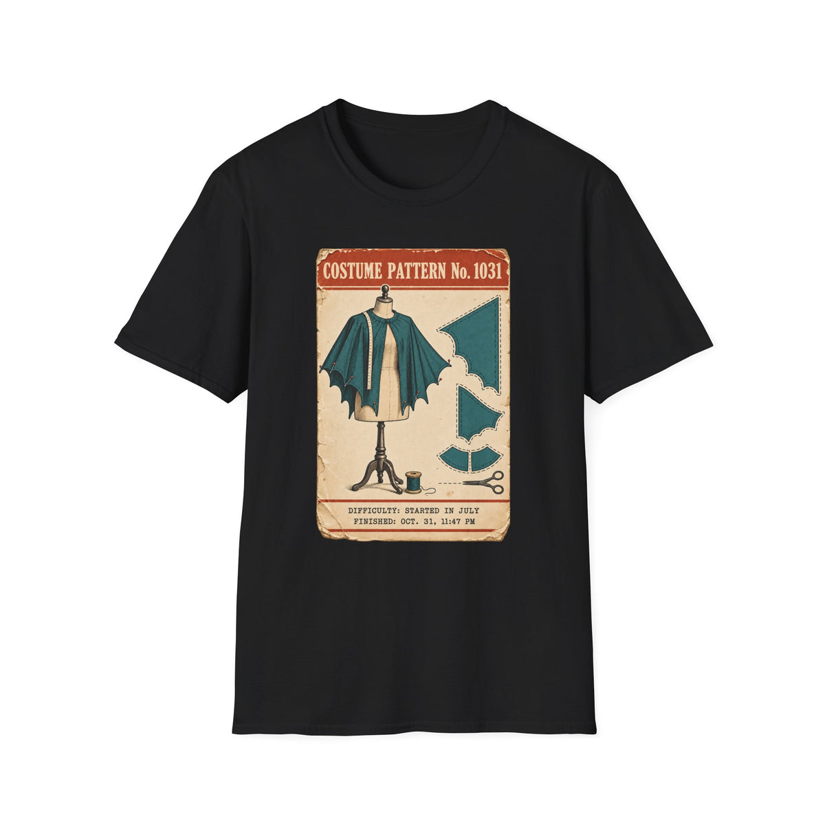 Vintage Costume Pattern T-Shirt — 'Costume Pattern No. 1031' Retro Halloween Tee