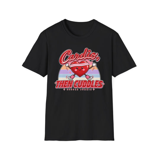 Cardio Then Cuddles T-Shirt – Cute Heart Fitness Graphic Tee
