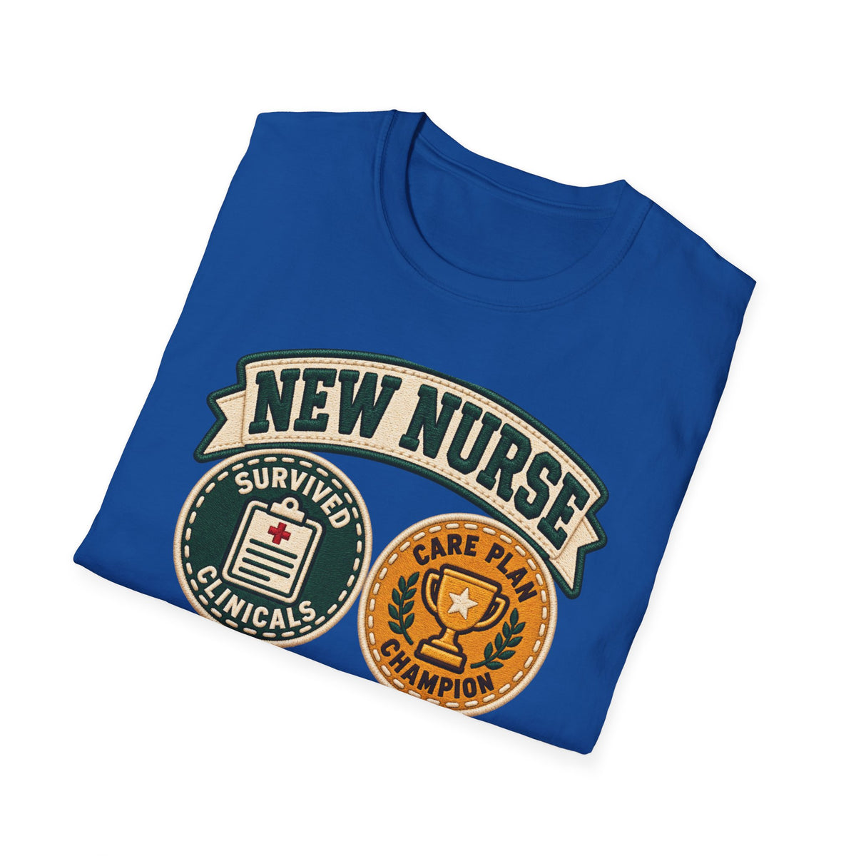New Nurse Badge T-Shirt — "New Nurse" Vintage Patch Graphic Tee for Nursing Graduates