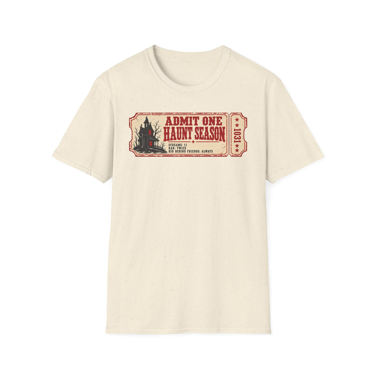 Haunt Season Ticket T-Shirt — "Admit One Haunt Season" Vintage Halloween Tee