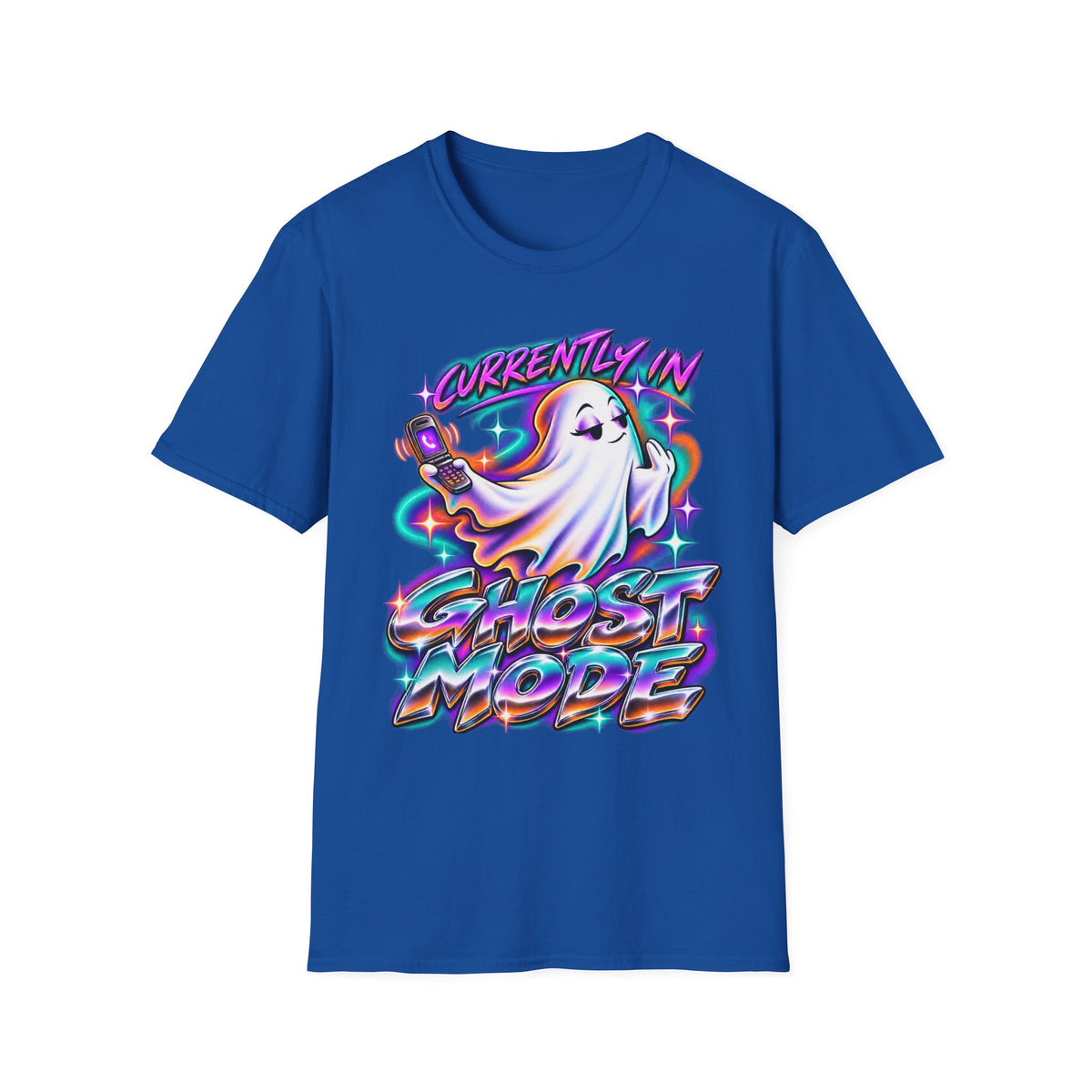 Ghost Mode T‑Shirt — "Currently in Ghost Mode" Cute Neon Ghost Graphic Tee