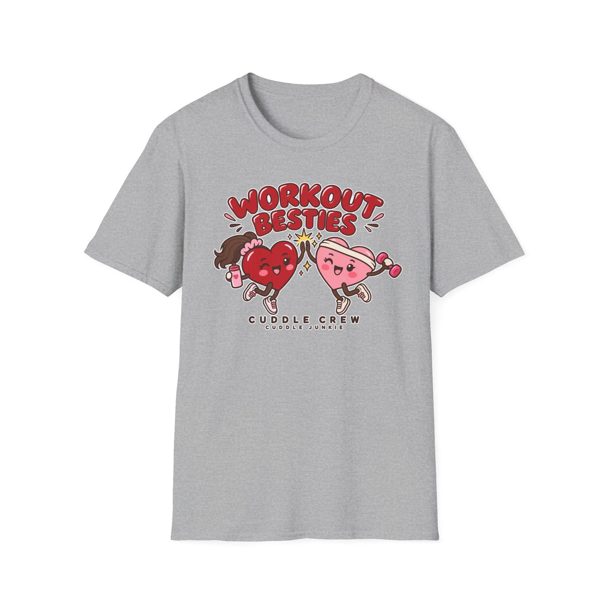 Workout Besties T-Shirt — Cuddle Crew Cute Heart Fitness Tee