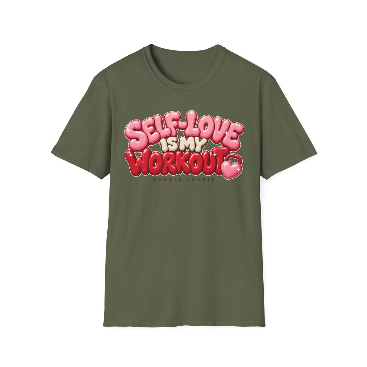 Self-Love Is My Workout T-Shirt — Cute Pink Bubble Text Tee for Women & Teens
