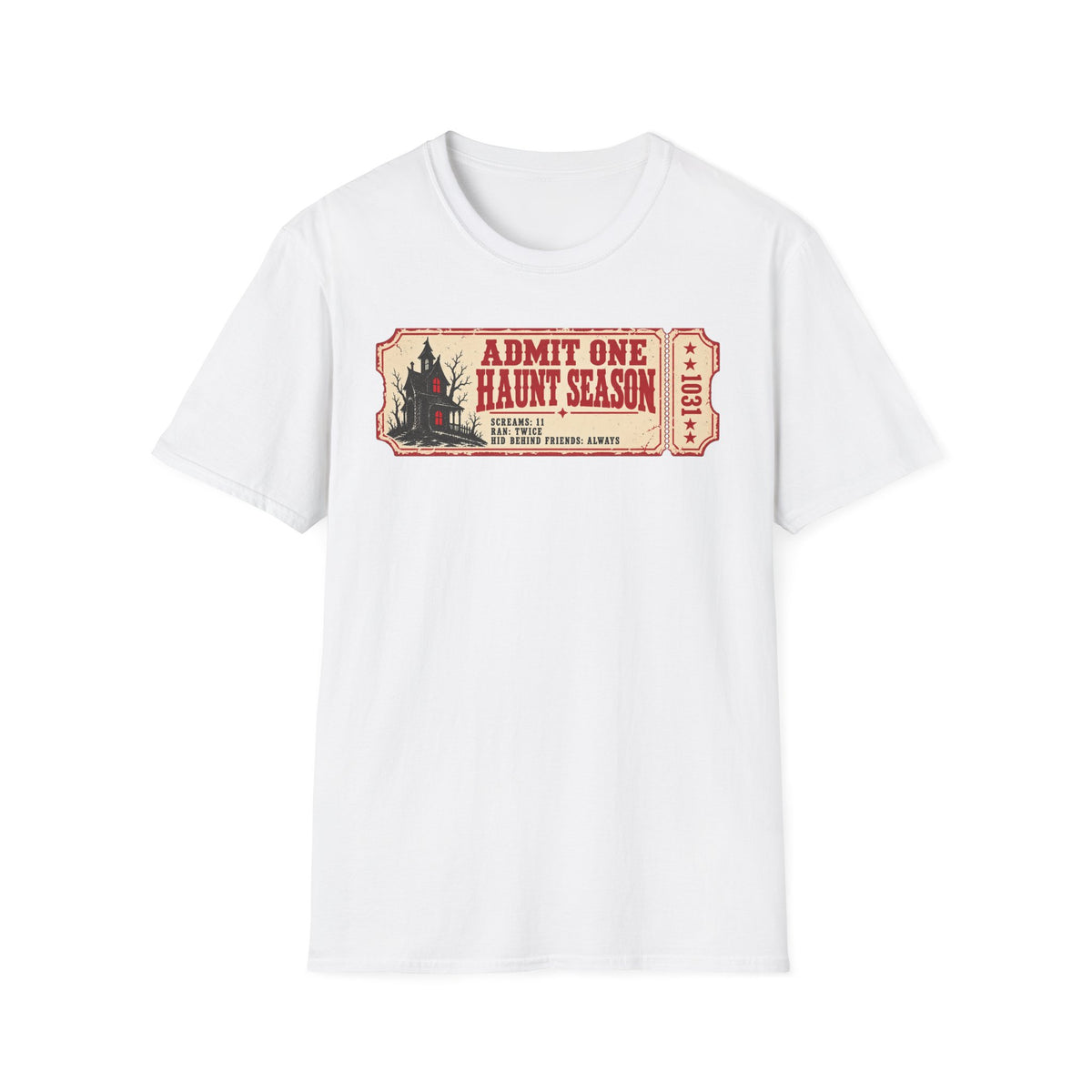 Haunt Season Ticket T-Shirt — "Admit One Haunt Season" Vintage Halloween Tee