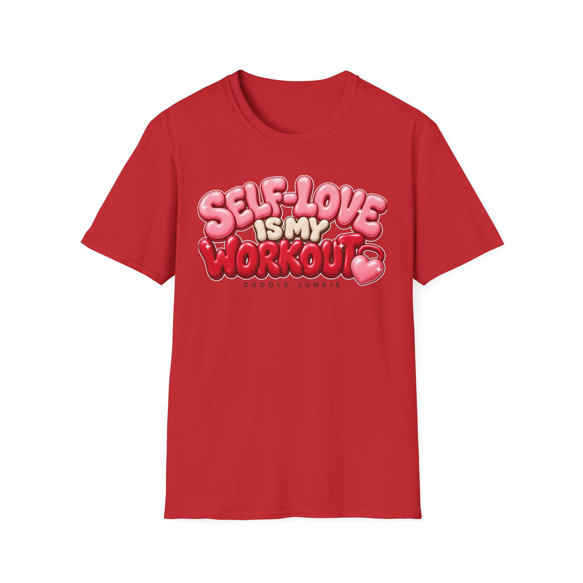 Self-Love Is My Workout T-Shirt — Cute Pink Bubble Text Tee for Women & Teens