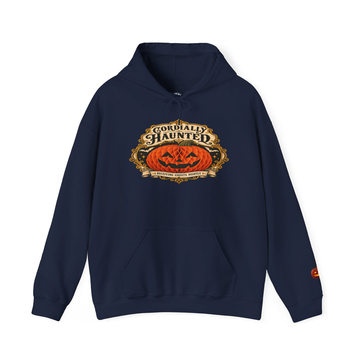 Cordially Haunted Halloween Pumpkin Hoodie