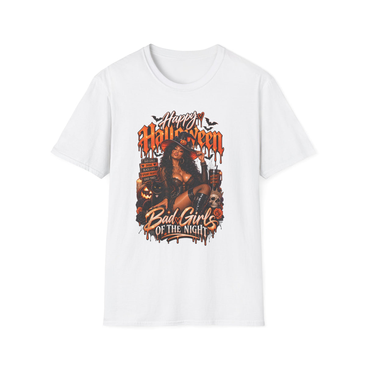 Halloween 'Bad Girls of the Night' Graphic T-Shirt — Spooky Pin-Up Horror Tee