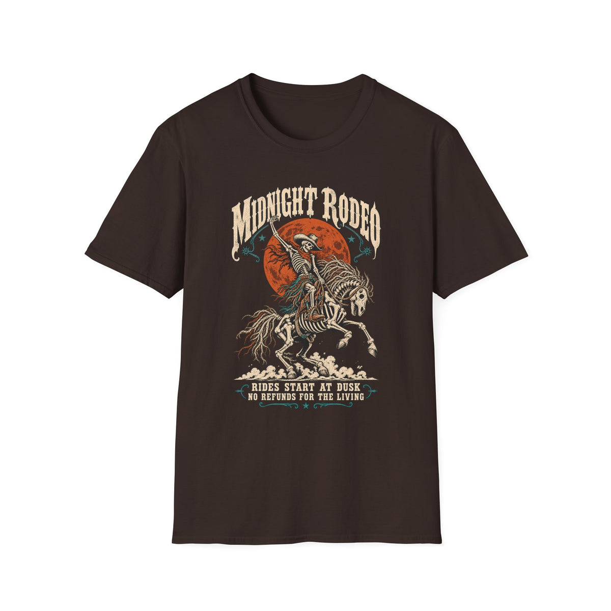 Midnight Rodeo T-Shirt — Skull Cowboy Horse Graphic Tee