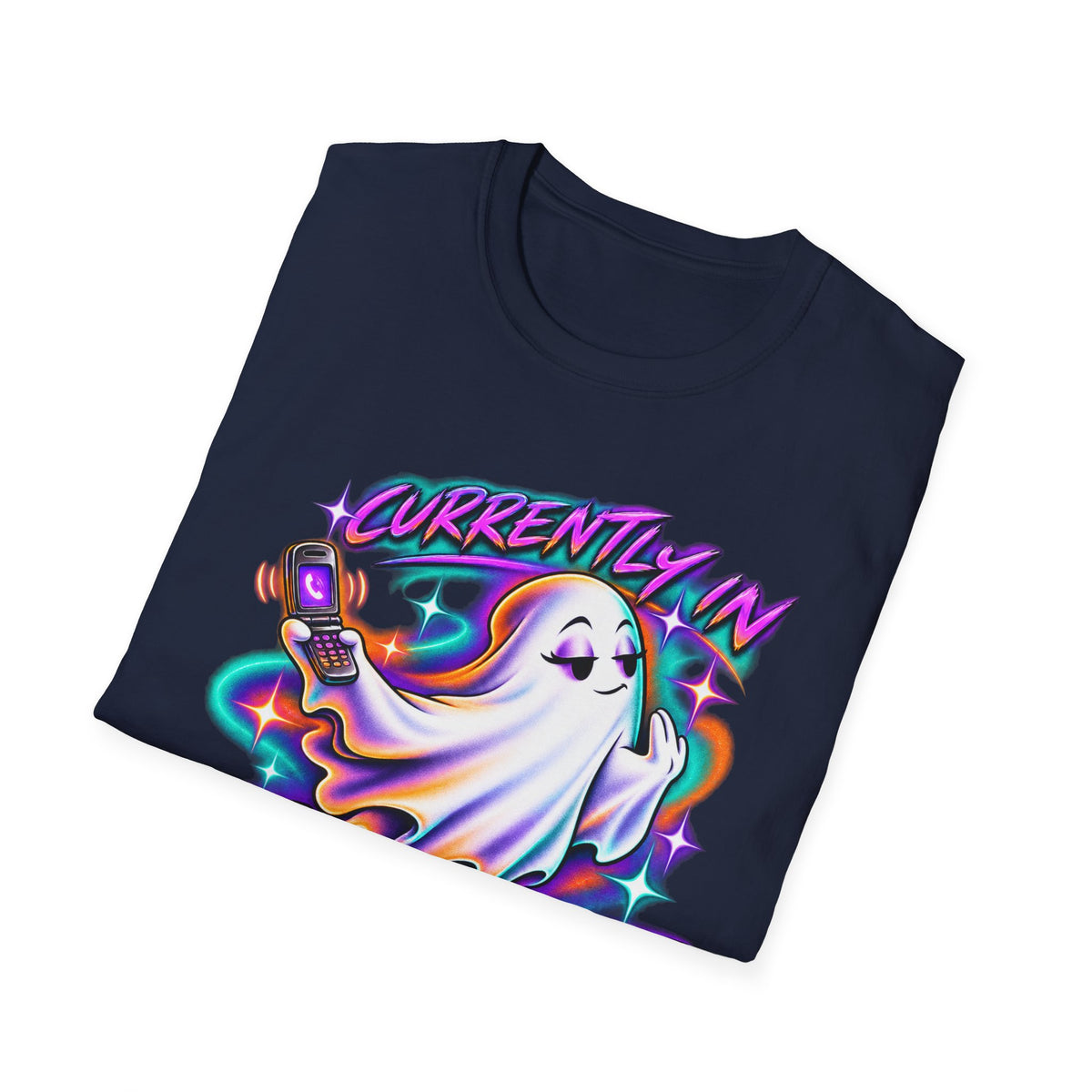 Ghost Mode T‑Shirt — "Currently in Ghost Mode" Cute Neon Ghost Graphic Tee