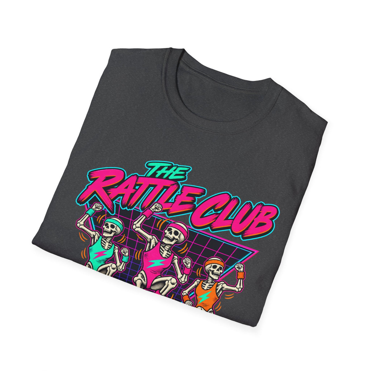 The Rattle Club T-Shirt — Retro Neon Skeletons "Members Only After Midnight"