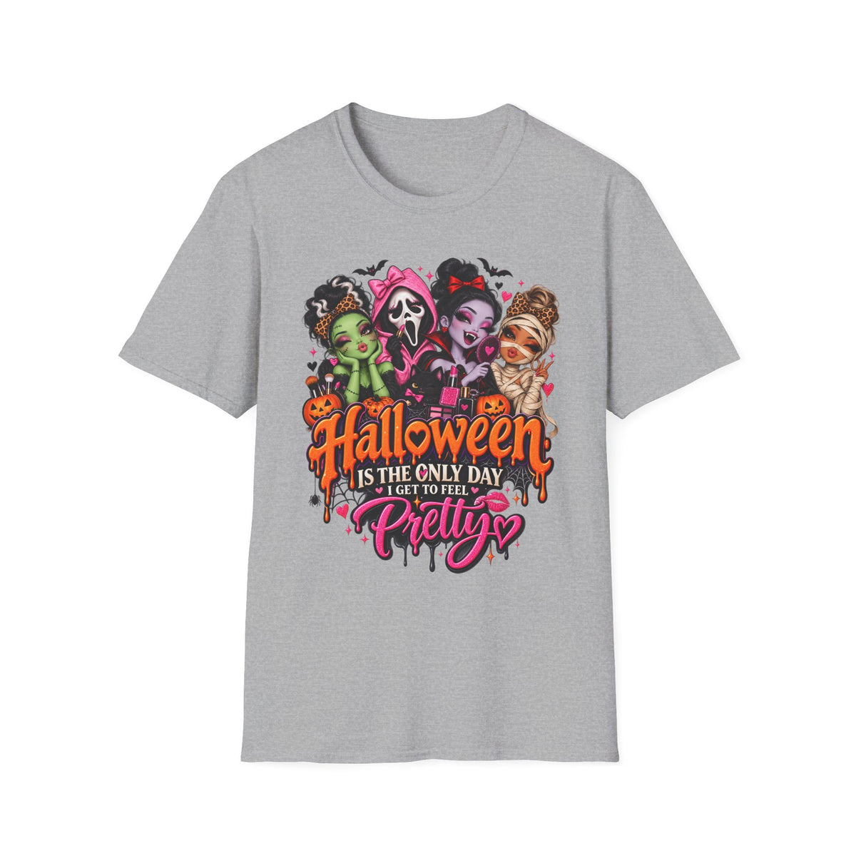 Halloween Pretty T-Shirt — Cute Scary Girls Graphic Tee ("Halloween is the Only Day I Get to Feel Pretty")