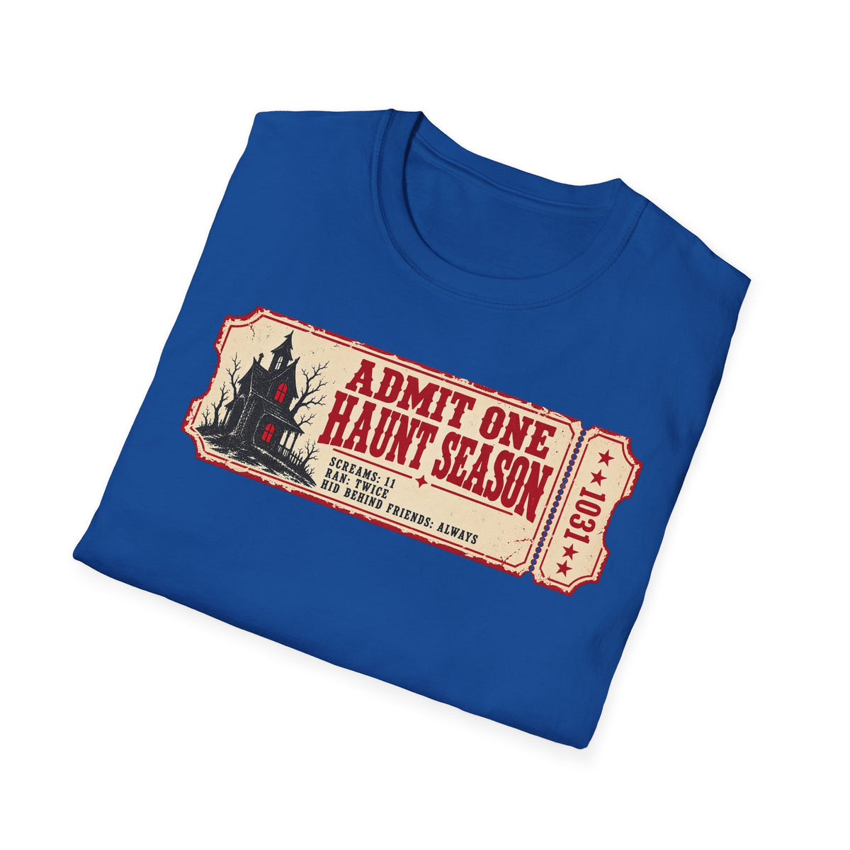 Haunt Season Ticket T-Shirt — "Admit One Haunt Season" Vintage Halloween Tee