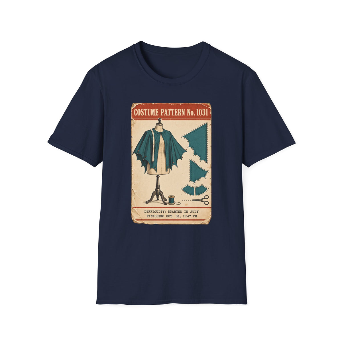 Vintage Costume Pattern T-Shirt — 'Costume Pattern No. 1031' Retro Halloween Tee