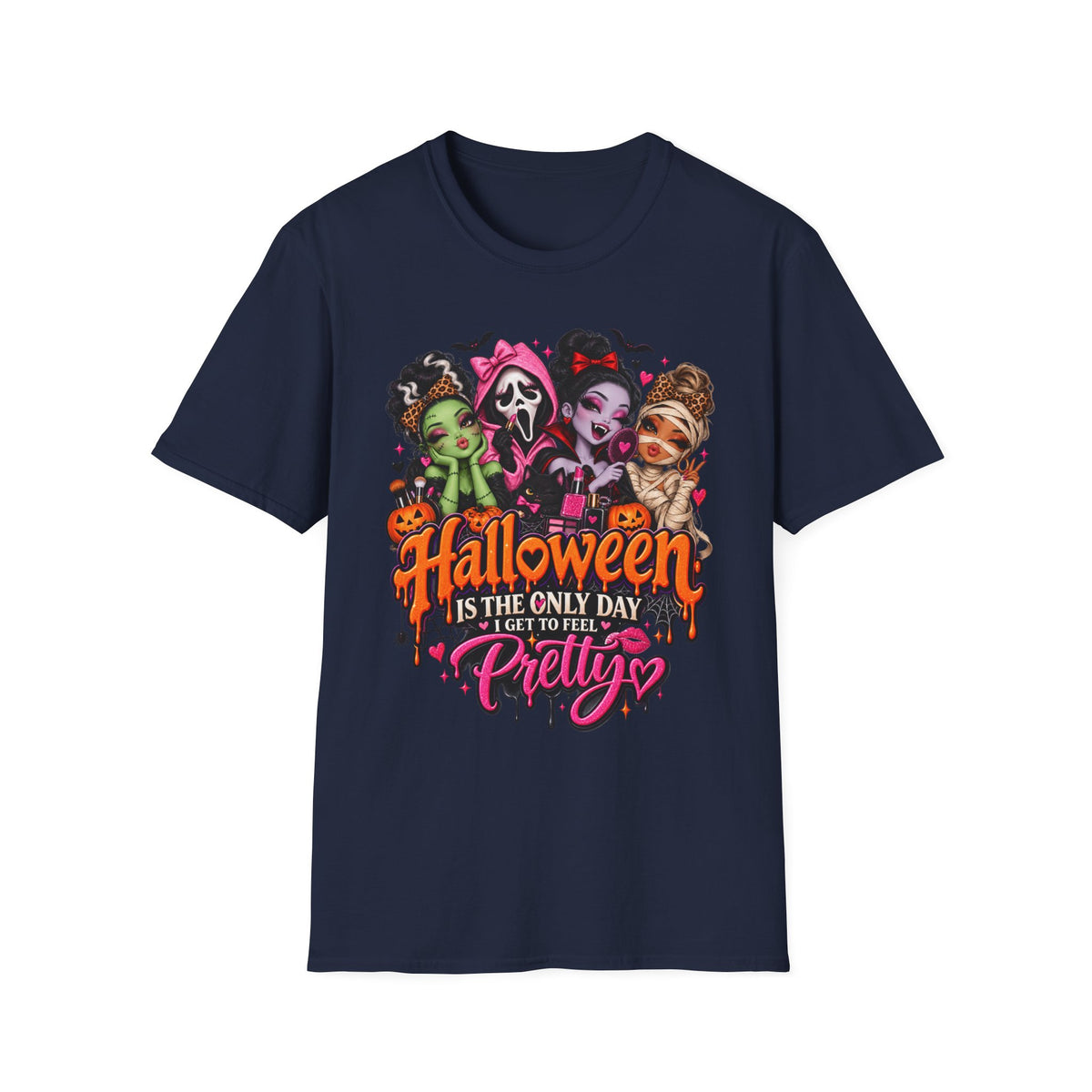 Halloween Pretty T-Shirt — Cute Scary Girls Graphic Tee ("Halloween is the Only Day I Get to Feel Pretty")