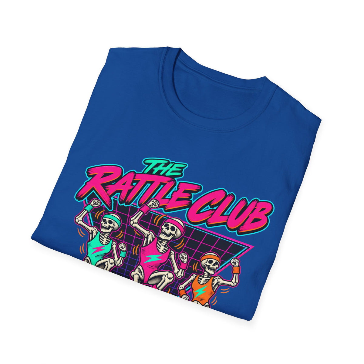 The Rattle Club T-Shirt — Retro Neon Skeletons "Members Only After Midnight"