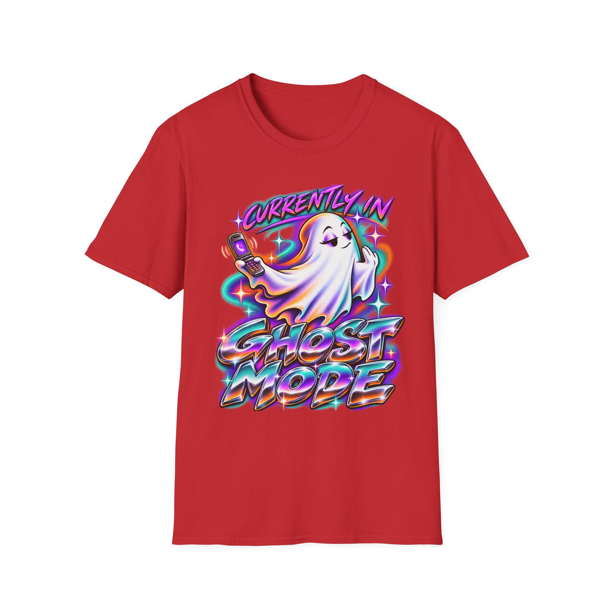 Ghost Mode T‑Shirt — "Currently in Ghost Mode" Cute Neon Ghost Graphic Tee
