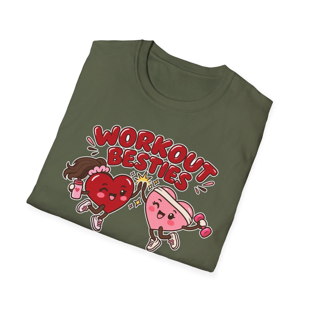 Workout Besties T-Shirt — Cuddle Crew Cute Heart Fitness Tee