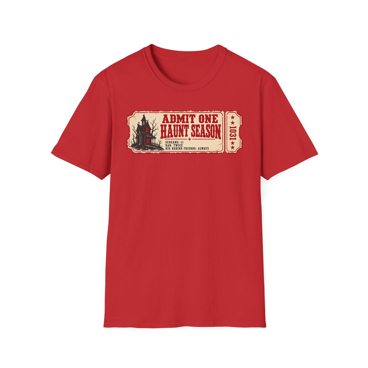 Haunt Season Ticket T-Shirt — "Admit One Haunt Season" Vintage Halloween Tee