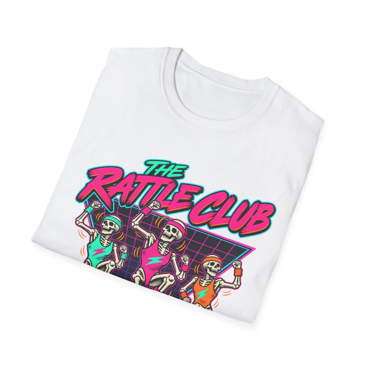 The Rattle Club T-Shirt — Retro Neon Skeletons "Members Only After Midnight"