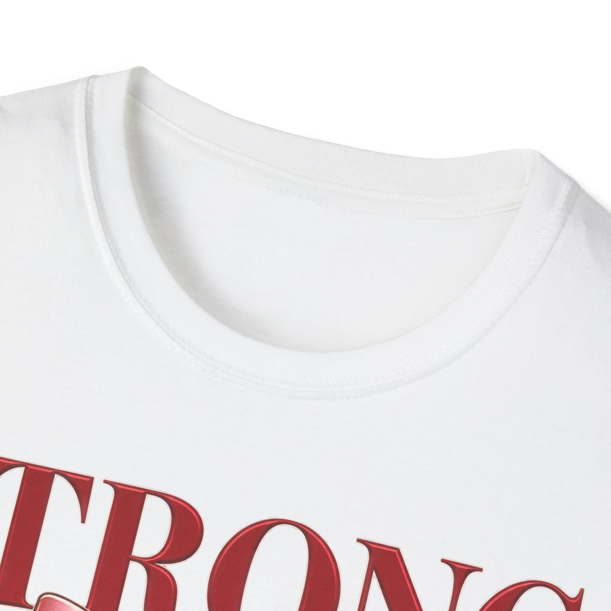 Strong & Soft T-Shirt — Dumbbell Graphic with Pink Ribbon (Fitness Gift)