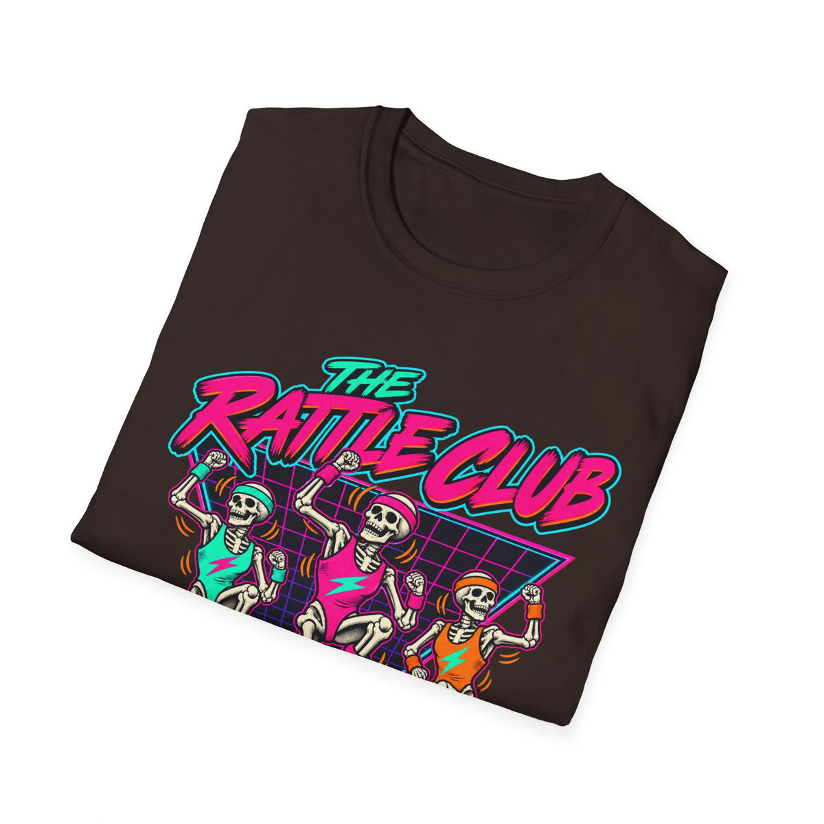 The Rattle Club T-Shirt — Retro Neon Skeletons "Members Only After Midnight"
