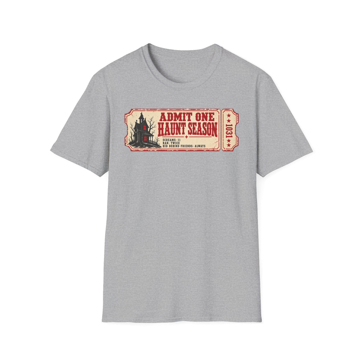 Haunt Season Ticket T-Shirt — "Admit One Haunt Season" Vintage Halloween Tee