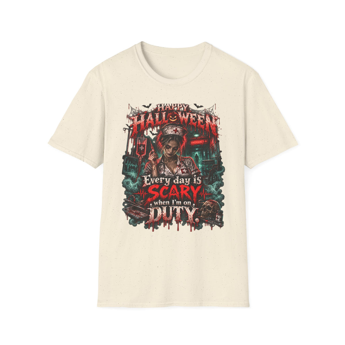 Halloween Nurse T-Shirt — "Every Day is Scary When I’m On Duty" Horror Medical Tee