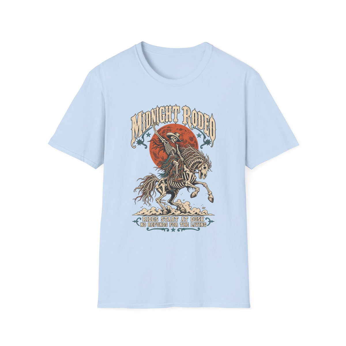 Midnight Rodeo T-Shirt — Skull Cowboy Horse Graphic Tee