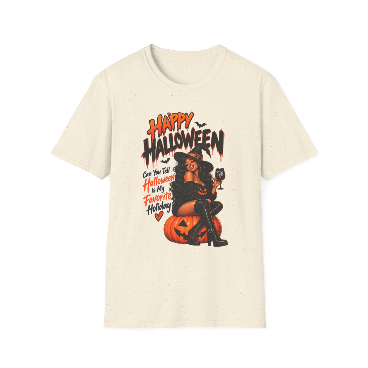 Happy Halloween Witch Pumpkin T-Shirt — Retro Pinup Halloween Graphic Tee