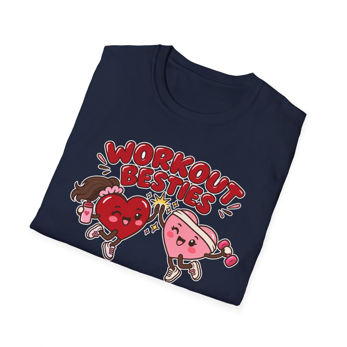 Workout Besties T-Shirt — Cuddle Crew Cute Heart Fitness Tee