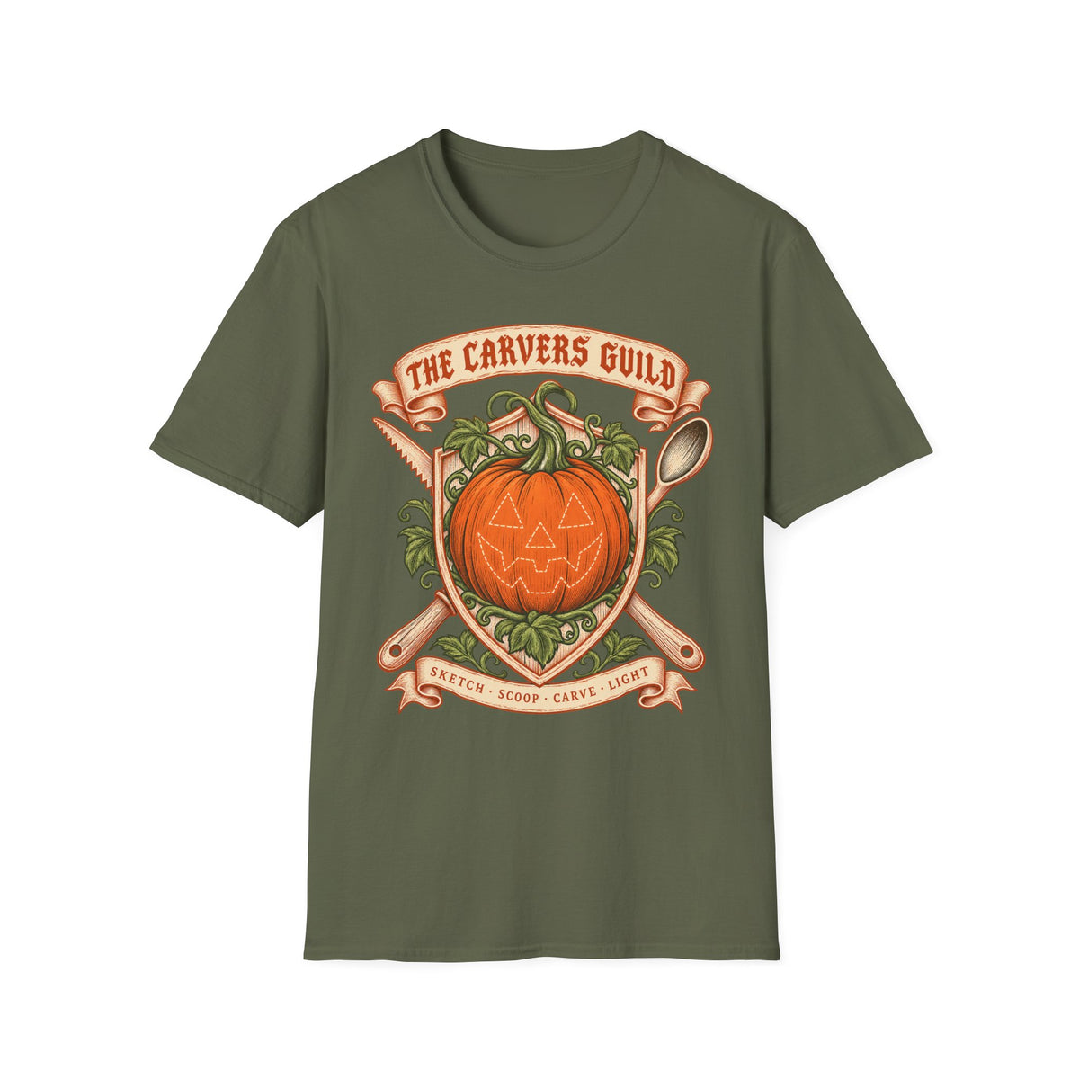 Carvers Guild Pumpkin Carving T-Shirt — Halloween Jack-O'-Lantern Design
