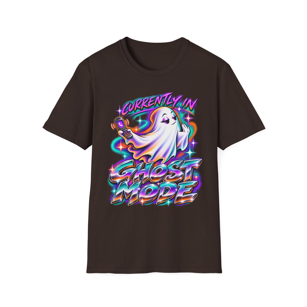 Ghost Mode T‑Shirt — "Currently in Ghost Mode" Cute Neon Ghost Graphic Tee