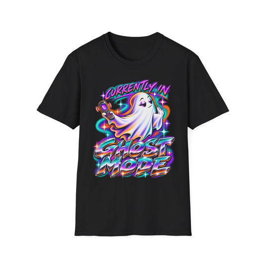 Ghost Mode T‑Shirt — "Currently in Ghost Mode" Cute Neon Ghost Graphic Tee