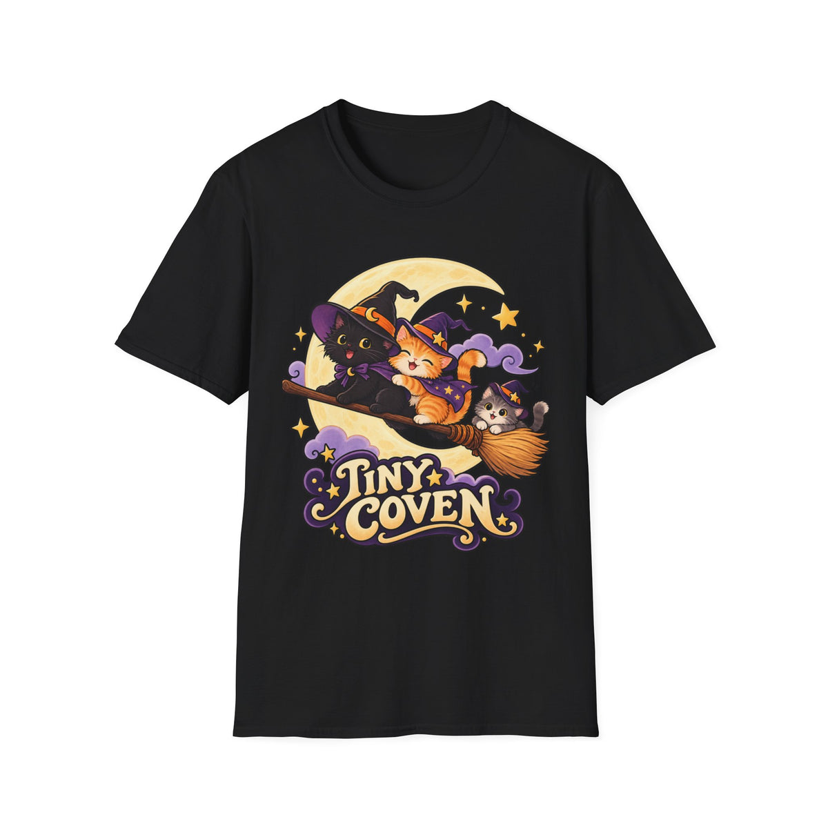 Tiny Coven Witch T-Shirt — Cute Halloween Cat Witches Graphic Tee