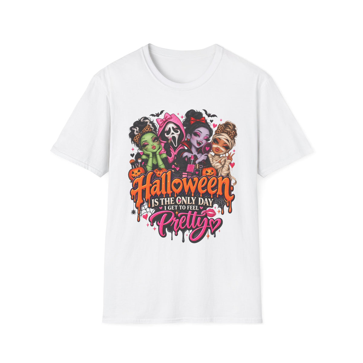 Halloween Pretty T-Shirt — Cute Scary Girls Graphic Tee ("Halloween is the Only Day I Get to Feel Pretty")