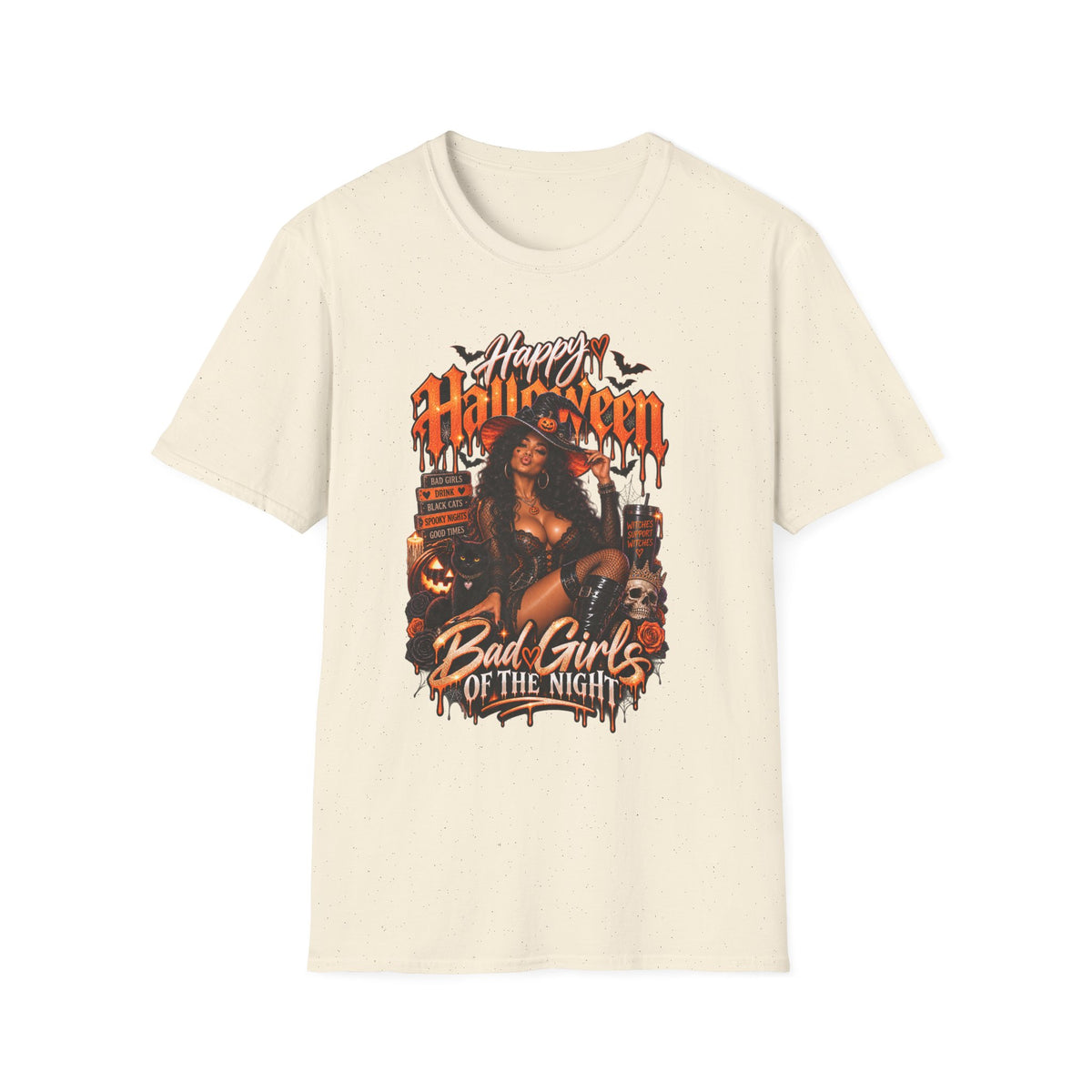 Halloween 'Bad Girls of the Night' Graphic T-Shirt — Spooky Pin-Up Horror Tee